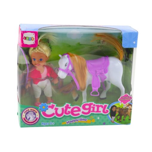 Mini lėlė su arkliuku rinkinyje