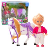 Mini lėlė su arkliuku rinkinyje