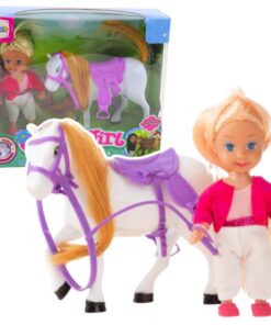 Mini lėlė su arkliuku rinkinyje