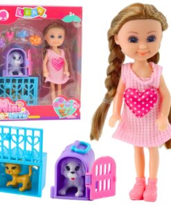 Mini lėlė su kačiukais ir vežimėliu