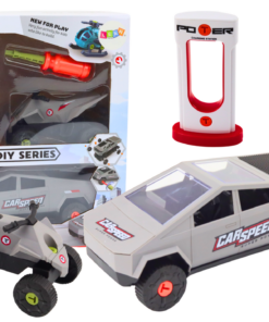 Modernus automobilis su keturračiu ir įkrovimo stotele – ardymo (DIY) rinkinys