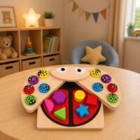 Montessori medinė boružėlės rūšiuoklė su magnetu