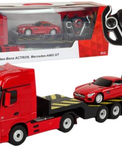 Nuotoliniu būdu valdomas Mercedes‑Benz 1:26 raudonas tralas