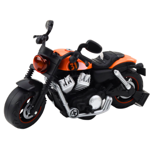 Oranžinis sukamasis motociklas su šviesomis