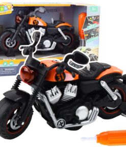 Oranžinis sukamasis motociklas su šviesomis