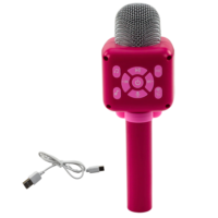 Rožinis belaidis karaoke mikrofonas vaikams