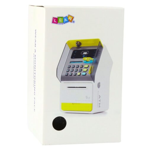Rožinis žaislinis ATM seifas su PIN