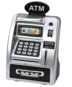 Sidabrinė juoda ATM taupyklė vaikams