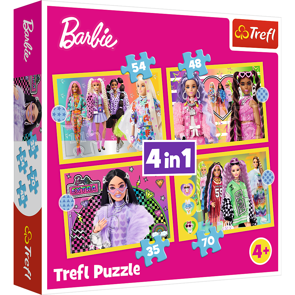 Trefl „Linksmasis Barbės pasaulis“ – 4in1 dėlionės