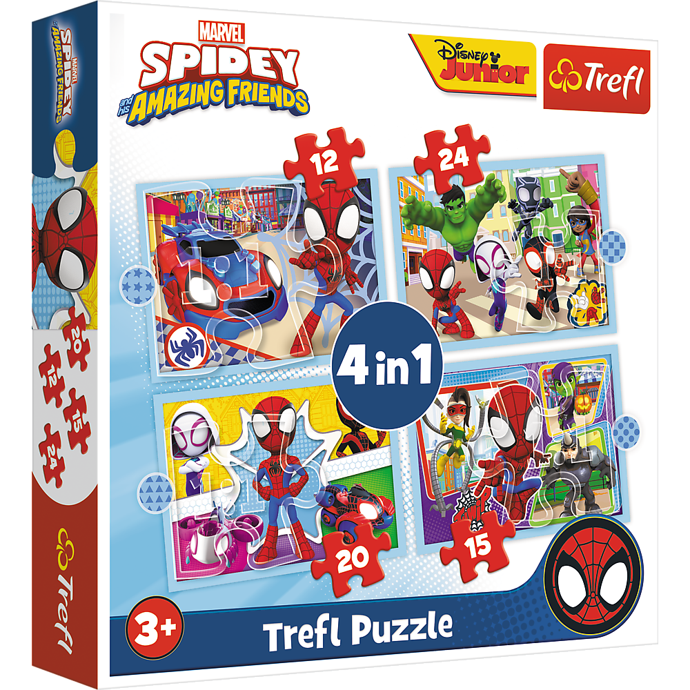 Trefl „Spidey komanda“ – 4in1 dėlionės Trefl „Spidey komanda“ – 4in1 dėlionės