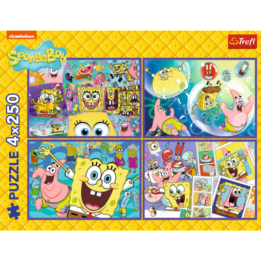 Trefl „SpongeBob pašėlęs pasaulis“ – 4×250 det. dėlionės