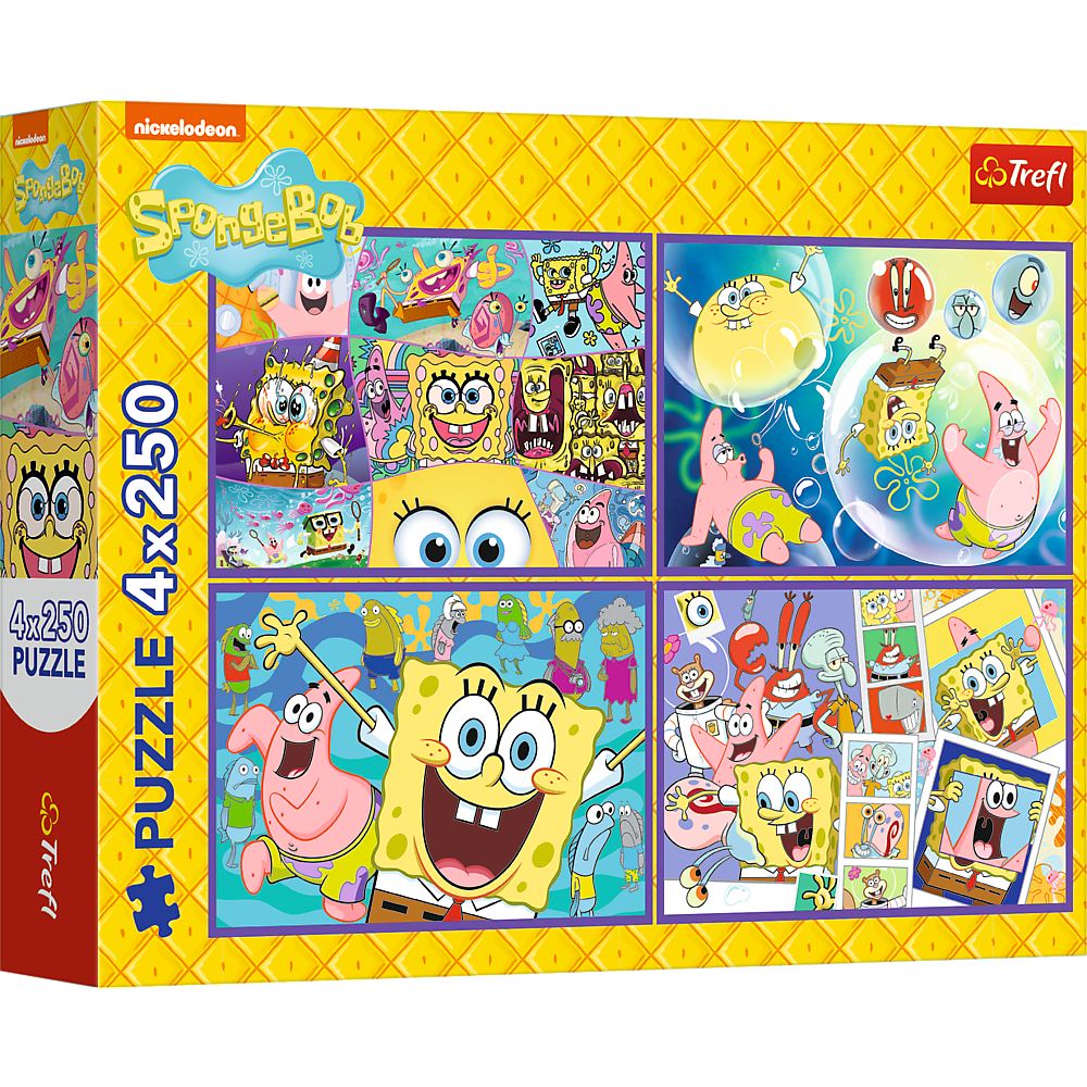 Trefl „SpongeBob pašėlęs pasaulis“ – 4×250 det. dėlionės Trefl „SpongeBob pašėlęs pasaulis“ – 4×250 det. dėlionės