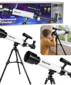 Vaikiškas astronominis teleskopas su laikikliu