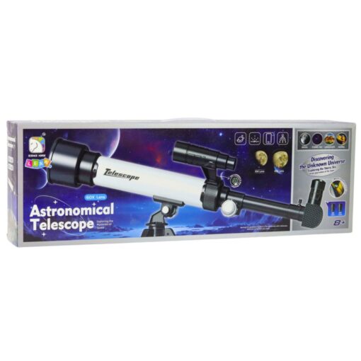 Vaikiškas astronominis teleskopas su laikikliu