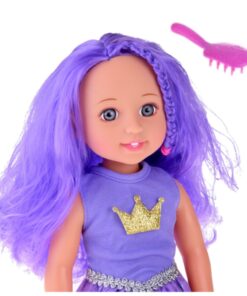 Violetinių plaukų lėlė su šukomis 38 cm