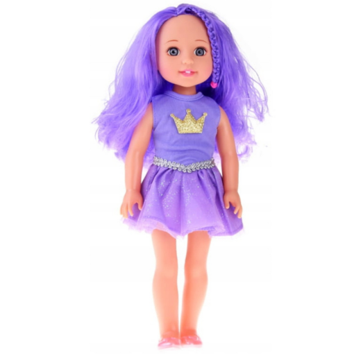 Violetinių plaukų lėlė su šukomis 38 cm