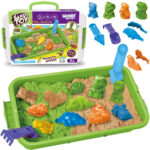 WOOPIE kinetinis smėlis 1.5 kg XXL rinkinys ZOO Safari stalas su formelėmis
