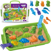 WOOPIE kinetinis smėlis 1.5 kg XXL rinkinys ZOO Safari stalas su formelėmis