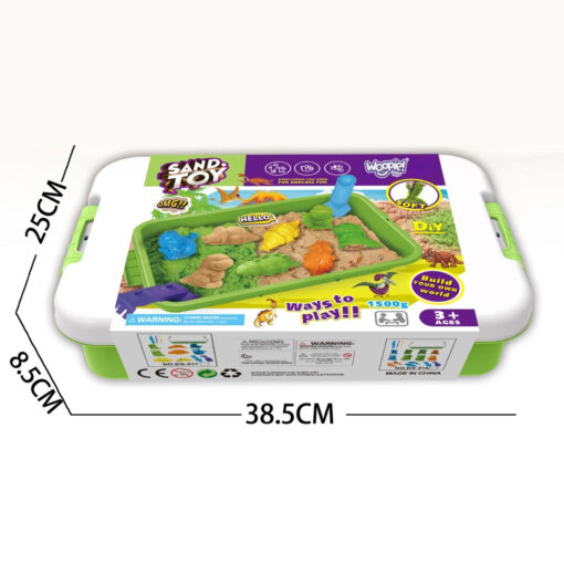 WOOPIE kinetinis smėlis 1.5 kg XXL rinkinys ZOO Safari stalas su formelėmis