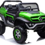 Žalias elektrinis Mercedes Unimog 4×4 vaikams