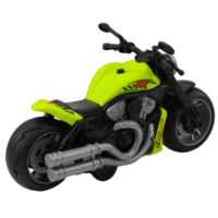 Žalias žaislinis motociklas su šviesomis