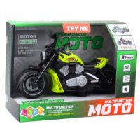 Žalias žaislinis motociklas su šviesomis