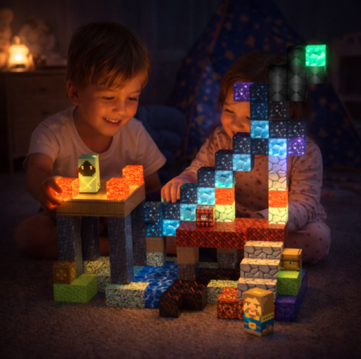 Šviečiančios magnetinės kaladėlės „Pixel“ – 166 dalių konstruktorius su LED elementais. - Image 3