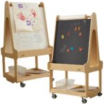 „MASTERKIDZ“ dvipusė sauso trynimo lenta 3-in-1 ant ratukų