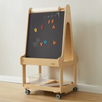 „MASTERKIDZ“ dvipusė sauso trynimo lenta 3-in-1 ant ratukų