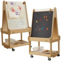 „MASTERKIDZ“ dvipusė sauso trynimo lenta 3-in-1 ant ratukų