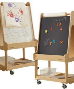 „MASTERKIDZ“ dvipusė sauso trynimo lenta 3-in-1 ant ratukų