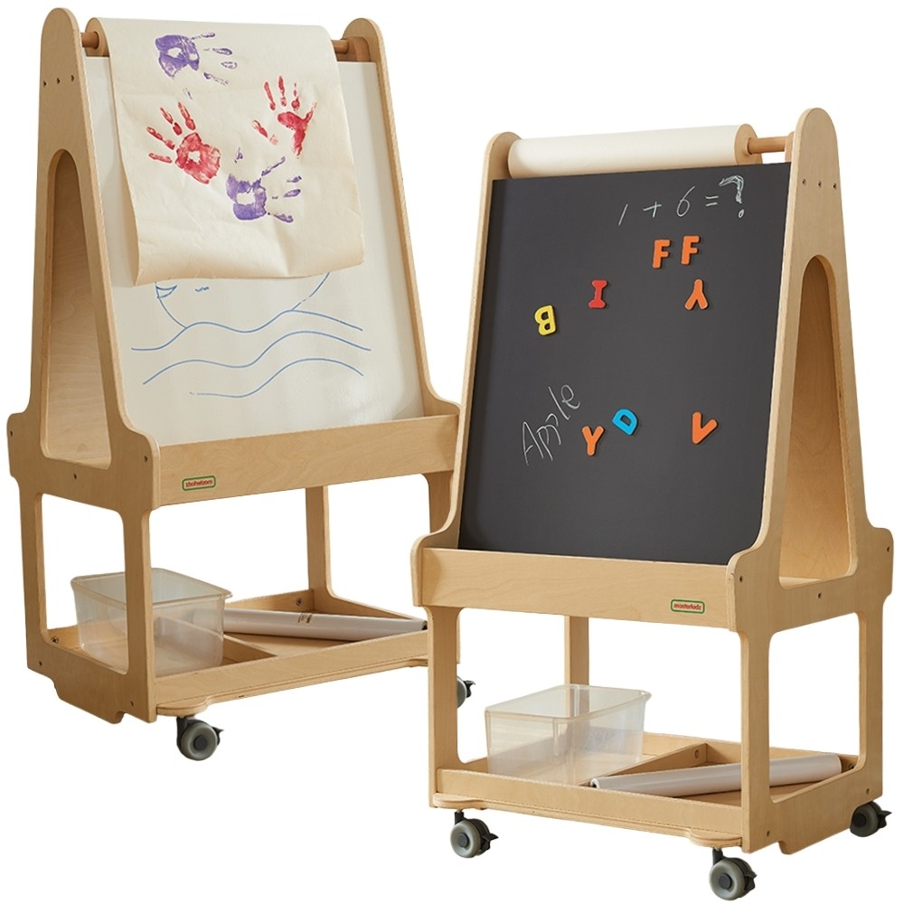 „MASTERKIDZ“ dvipusė sauso trynimo lenta 3-in-1 ant ratukų „MASTERKIDZ“ dvipusė sauso trynimo lenta 3-in-1 ant ratukų