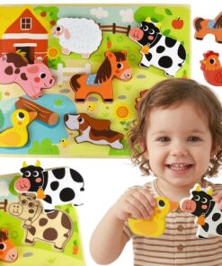 „TOOKY TOY“ medinė Montessori dėlionė – gyvūnai