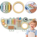 „TOOKY TOY“ medinė manipuliacinė lenta – krokodilas