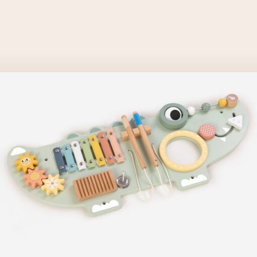 „TOOKY TOY“ medinė manipuliacinė lenta – krokodilas