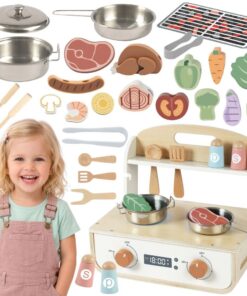 „TOOKY TOY“ medinė virtuvė su griliumi ir priedais.