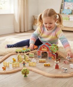 „TOOKY TOY“ medinis fermos traukinio rinkinys