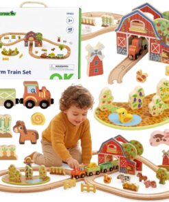 „TOOKY TOY“ medinis fermos traukinio rinkinys