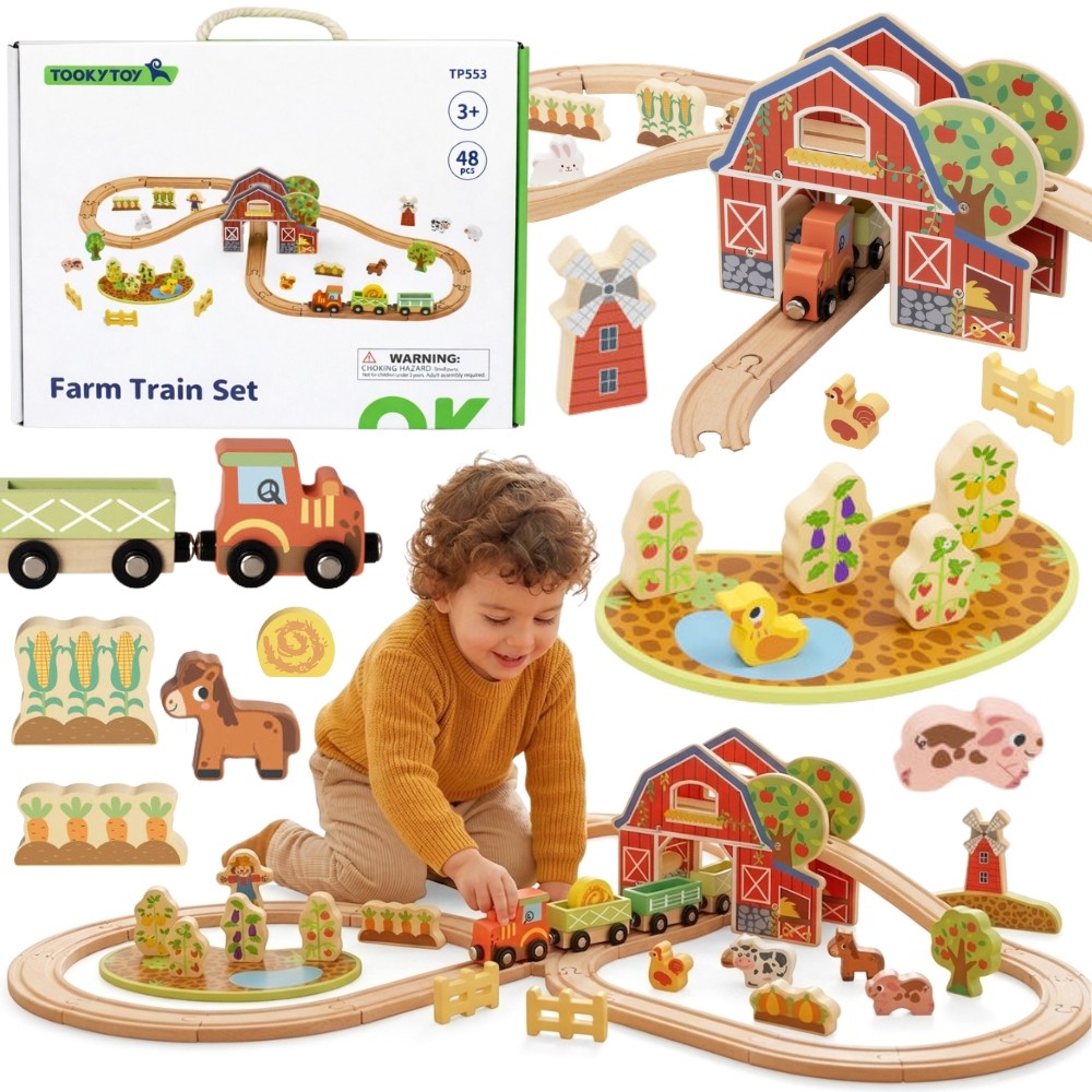 „TOOKY TOY“ medinis fermos traukinio rinkinys „TOOKY TOY“ medinis fermos traukinio rinkinys