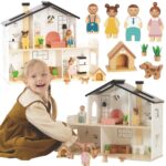 „TOOKY TOY“ medinis lėlių namas su priedais ir šeima