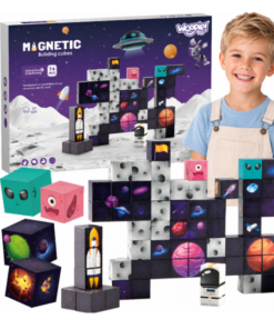 74 magnetinių kosmoso kubų rinkinys