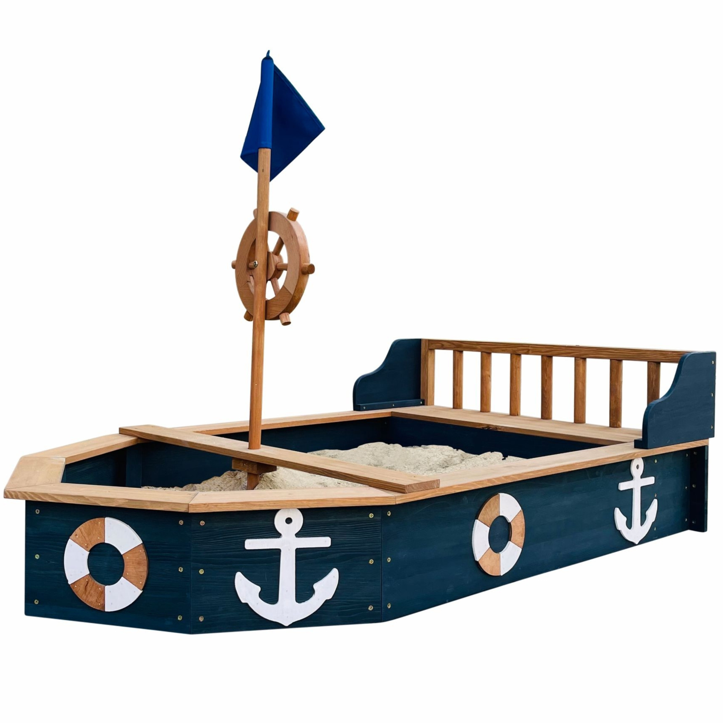 AXI Doris Boat medinė laivo formos smėlio dėžė