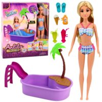 Anlily lėlė su baseinu ir čiuožykla – 30 cm