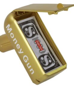 Auksinė Money Gun pinigų šaudyklė – su banknotais