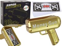 Auksinė Money Gun pinigų šaudyklė – su banknotais
