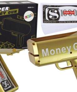 Auksinė Money Gun pinigų šaudyklė – su banknotais