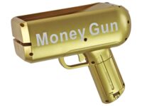 Auksinė Money Gun pinigų šaudyklė – su banknotais
