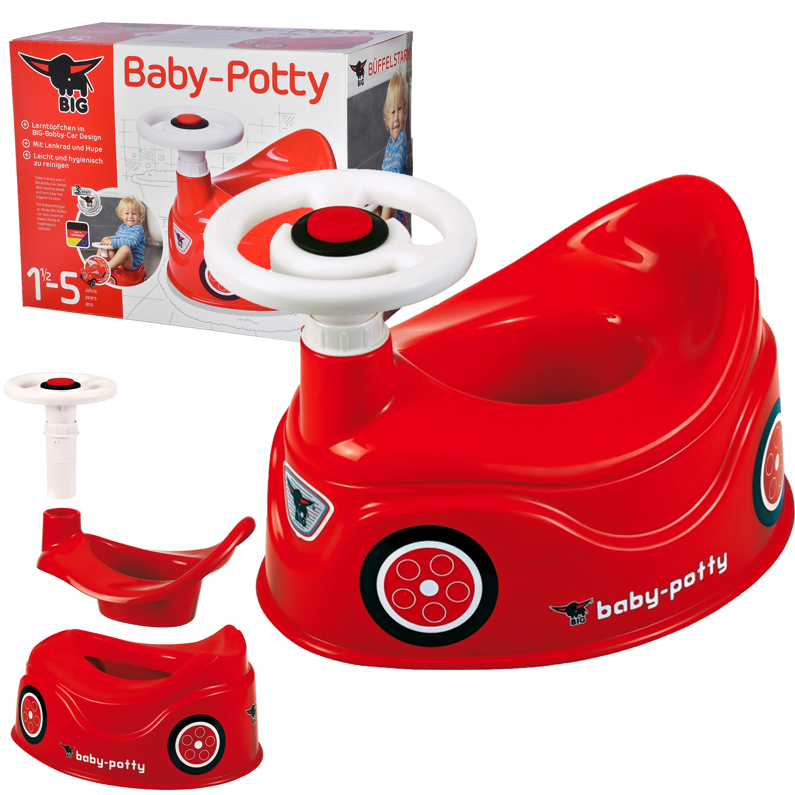 BIG New Bobby Car raudonas naktipuodis–automobilis