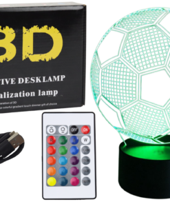 Bevielė 3D LED lempa–statuetė su pulteliu (futbolo kamuolys)