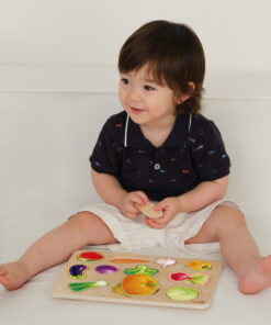 Classic World medinė Montessori daržovių dėlionė – 6 el.